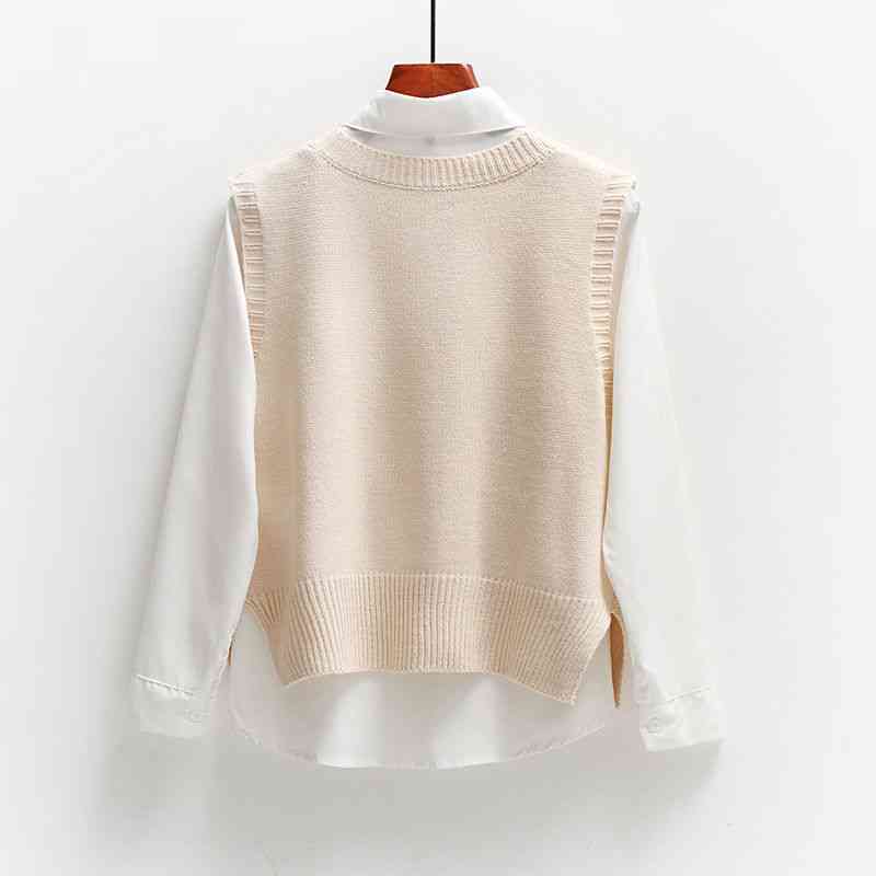 елегантен пуловер без ръкави с v-образно деколте