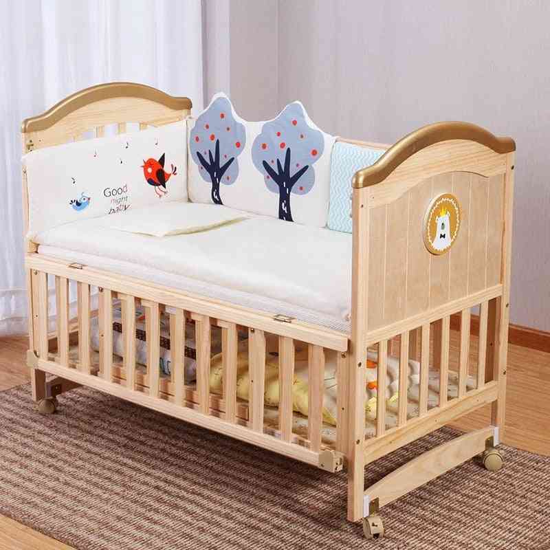 Crib Wood- Unpainted Cradle, Stitching Bed For Newborn Baby