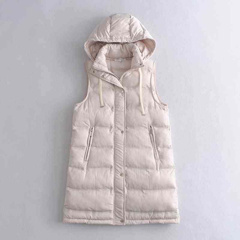 Vest Coats, Zipper Hooded Down Cotton Jacket