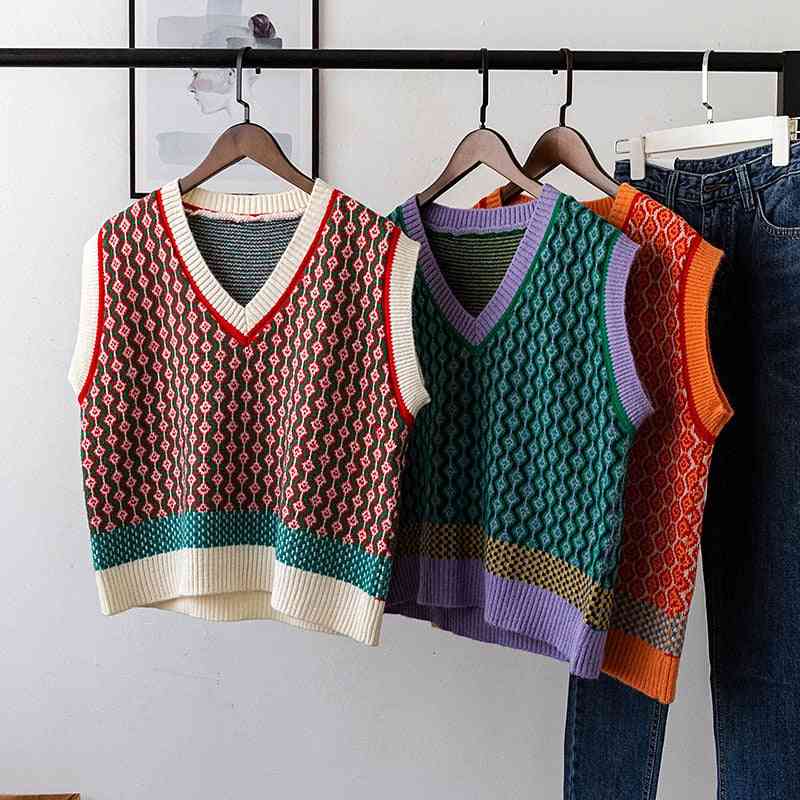 Vintage Argyle- Sweater Pullover Vest, Sleeveless Jacket