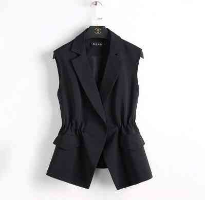 Traje de chaleco, estilo corto, cintura elástica, delgado elegante, chaquetas superiores