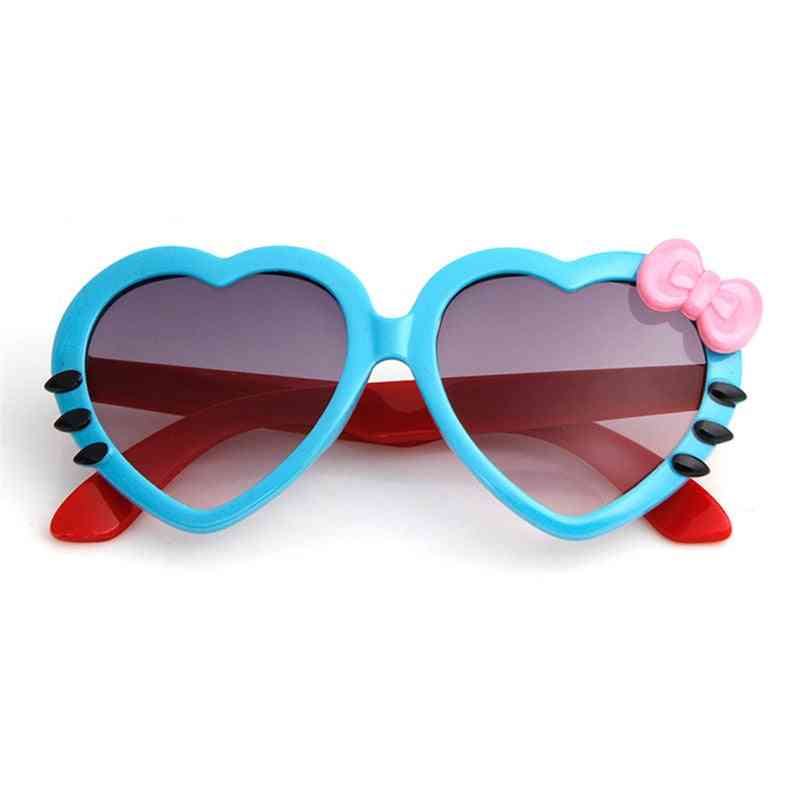 Simpatici occhiali da sole a forma di gatto con fiocco a cuore, occhiali estivi da cartone animato