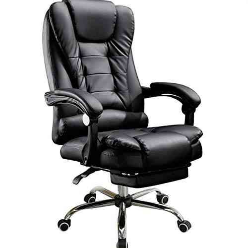 High Reclining, Leather Swivel, Office Chair With Footrest Adjustable Chair