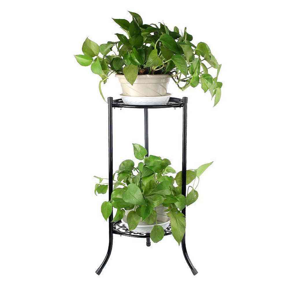 2-holder Flower Stand Metal Plant Pot Stand, Garden Flowers Tray