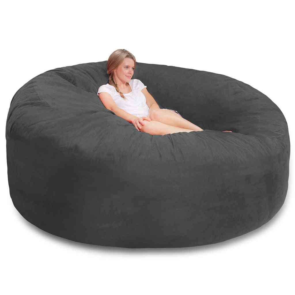 Round Soft- Fluffy Faux, Cushion Giant Soft, Bean Bag, Sofa Cover
