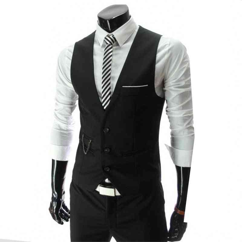 Men Slim Fit Suit Vest, Casual Sleeveless Formal Business Jacket