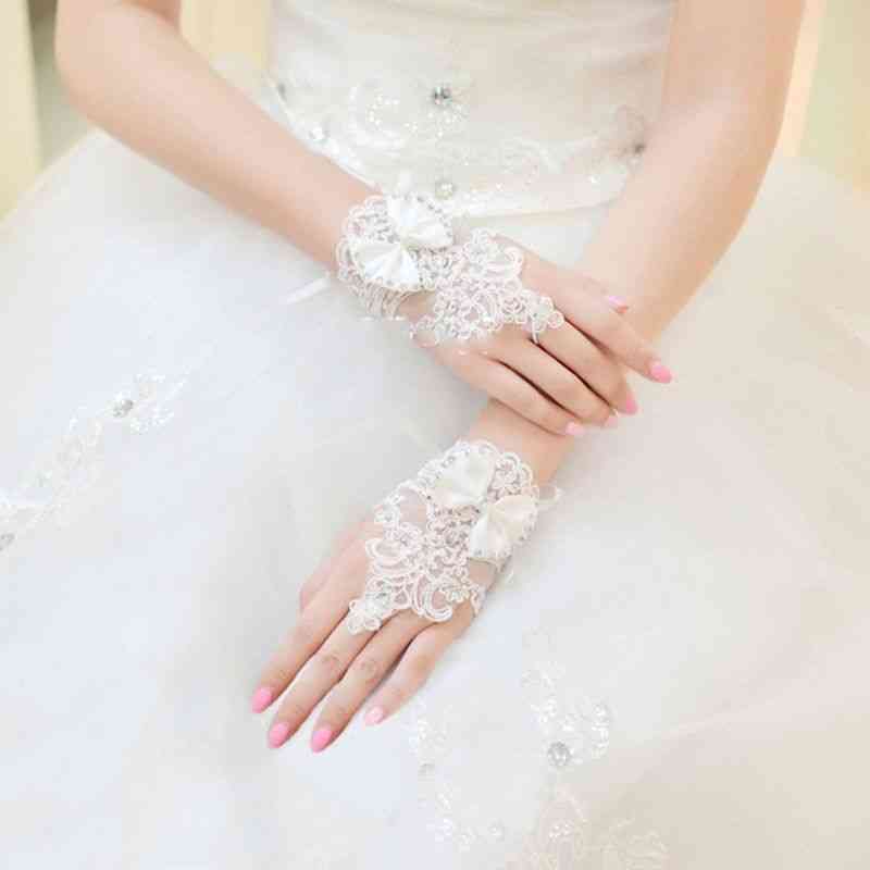 Charm Bridal Gloves Lace With Finger Long Glove