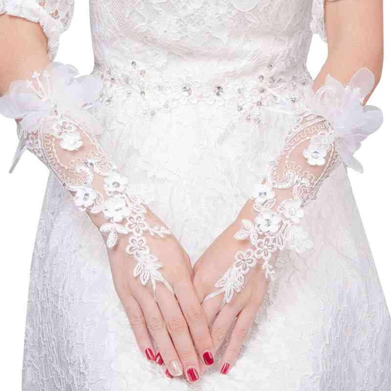 šarm svadobné rukavice čipka s prstom dlhé rukavice