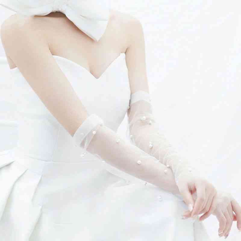 Charm Bridal Gloves Lace With Finger Long Glove