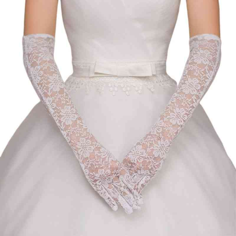 šarm svadobné rukavice čipka s prstom dlhé rukavice