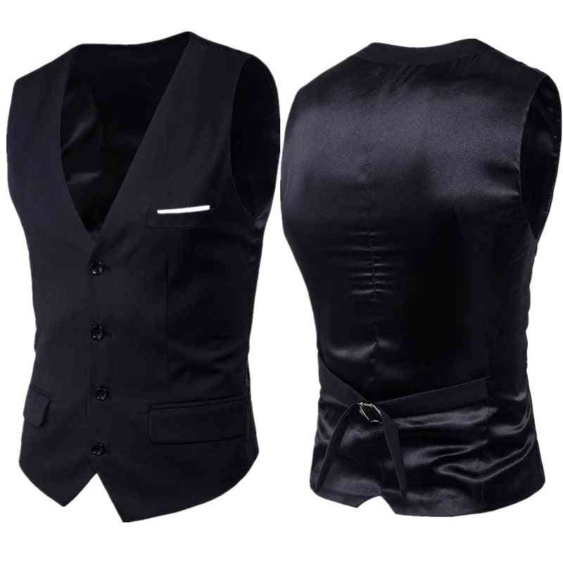 Slim Fit V Neck, Formal Business Tuxedo Suit Vest Waistcoat