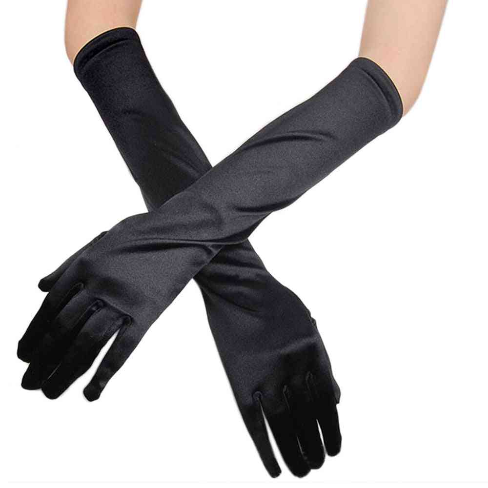 Damen Satin lange Abendparty Mode Handschuhe