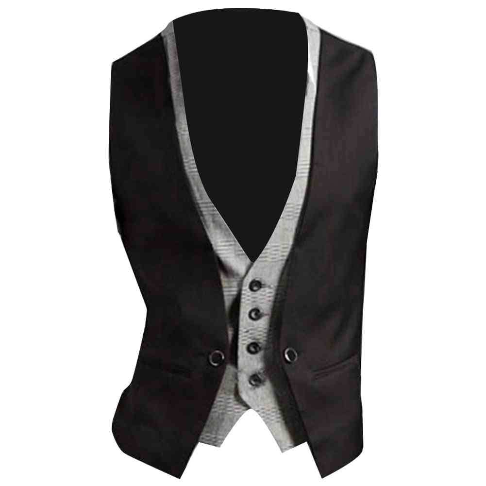 Men Formal Waistcoat Vest, V-neck Slim Chalecos Para Hombre