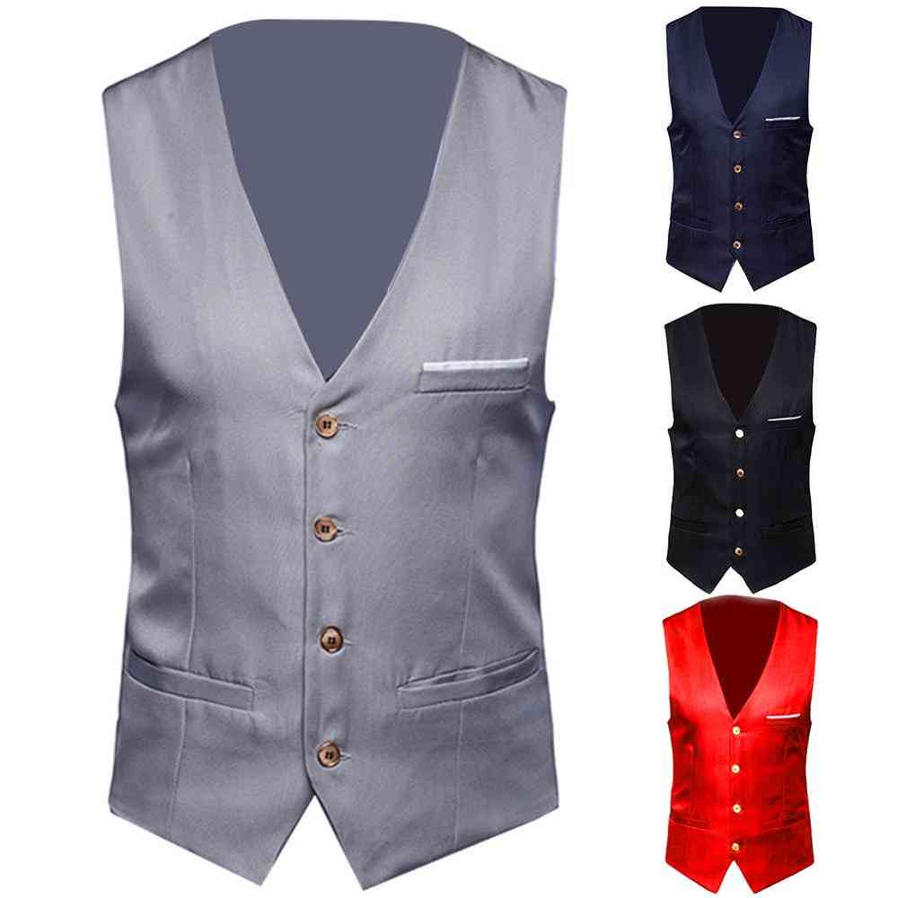 Dress Vests, Slim Fits, Suit Male Waistcoat, Casual Sleeveless