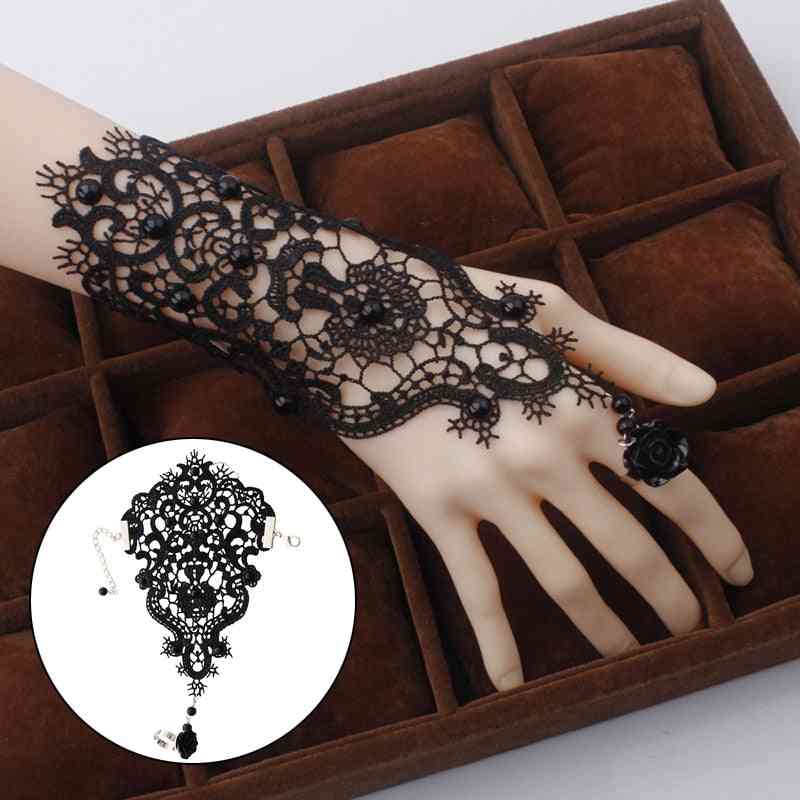 Bracelet et gants de ruban de dentelle de fleur de mariée