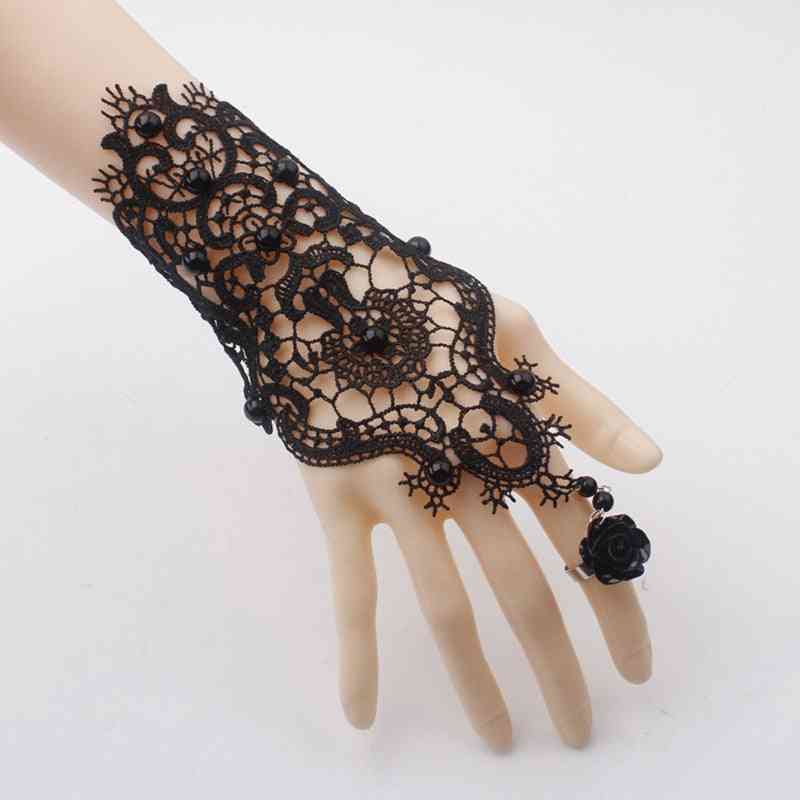 Bracelet et gants de ruban de dentelle de fleur de mariée