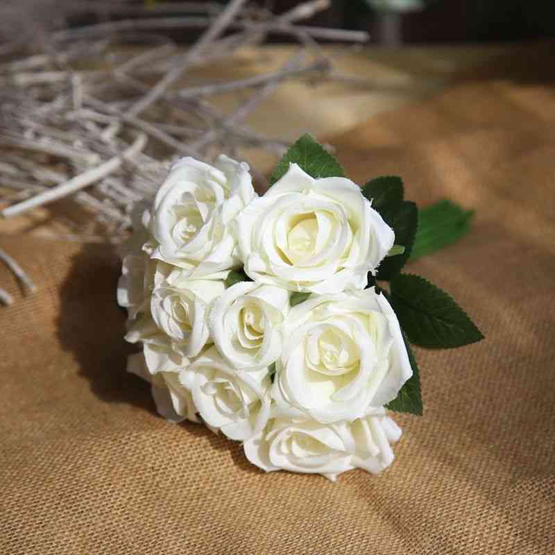 Silk Roses- Wedding Bouquet, Bridal Artificial Flowers, Home Decoration