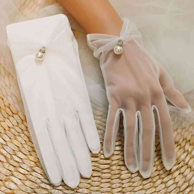 Bride Wedding- Short Design, Lace Transparent, Gloves