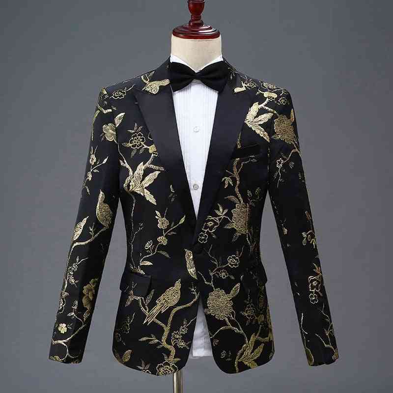 Stylish Embroidery- Floral Pattern, Tuxedo Costume, Suits's