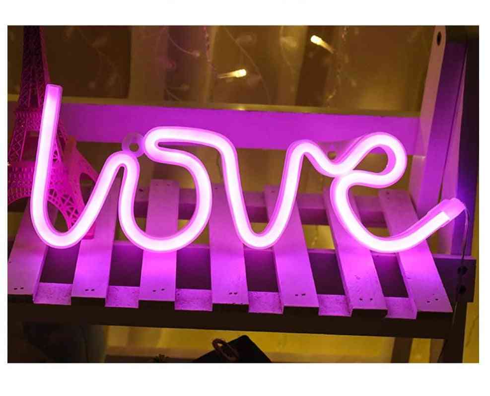 Creative Led Neon Light Sign Love, Cat, Rainbow Lip, Lamp For Decorations