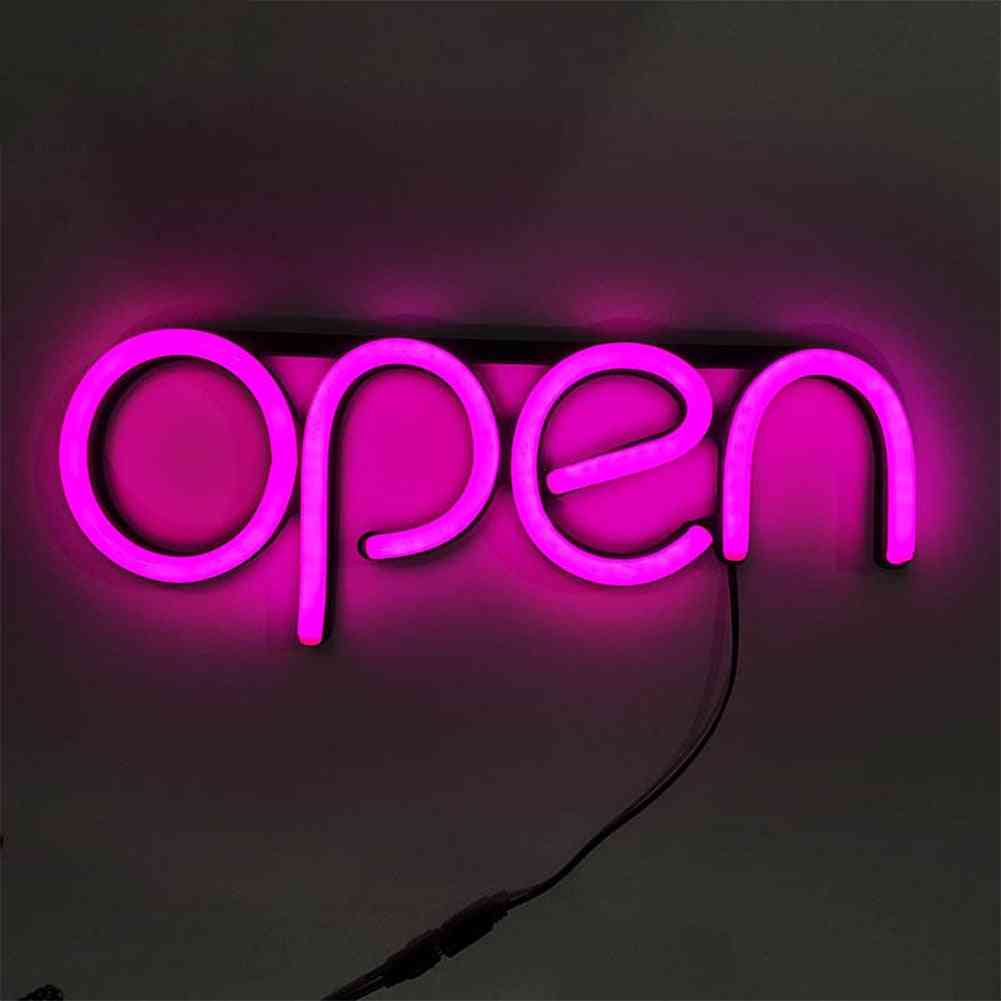 Style néon multicolore ultra lumineux ouvert, enseigne lumineuse à led, affichage de la fenêtre de lettre rvb
