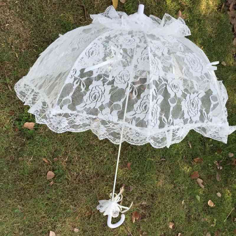 Hollow Lace Umbrella With Long Handle For Bridal Wedding Photo Props