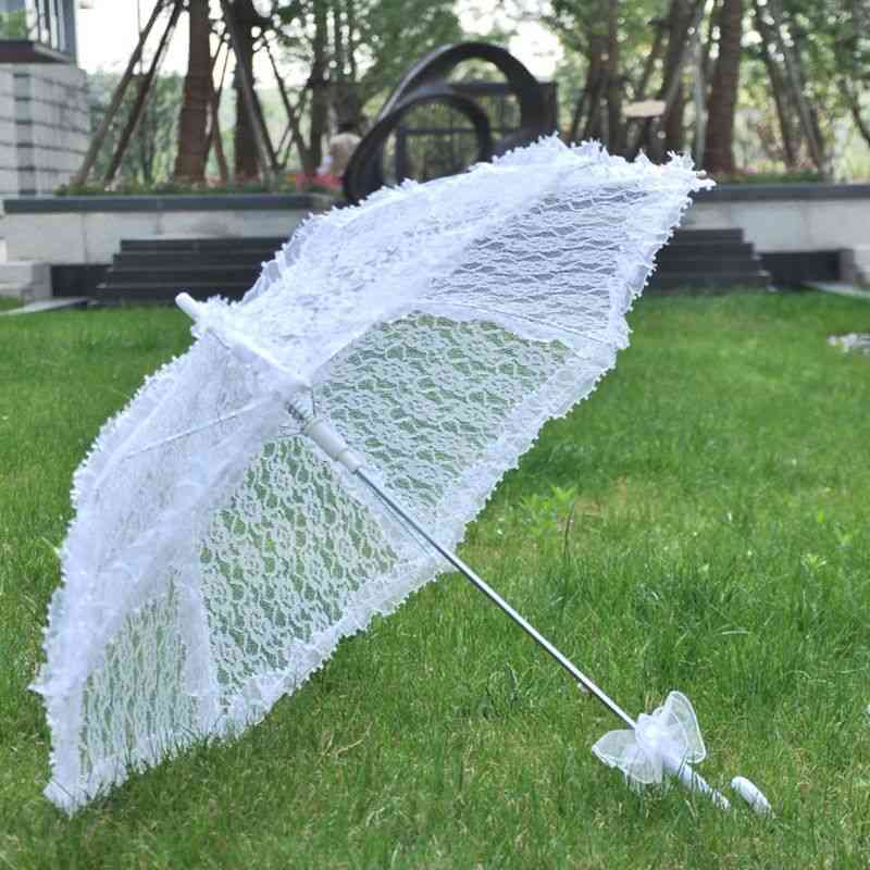 Wedding Bridal Parasol Umbrella, Hollow Lace For Romantic Photo Props
