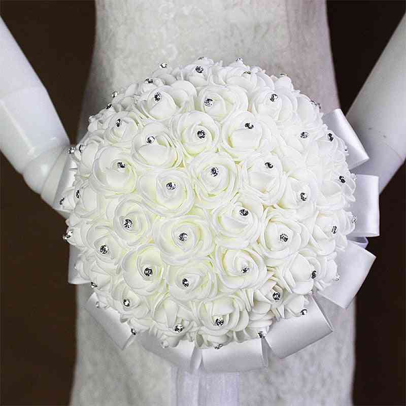 ślubny bukiet ślubny z perłowymi koralikami z pianki kwiaty