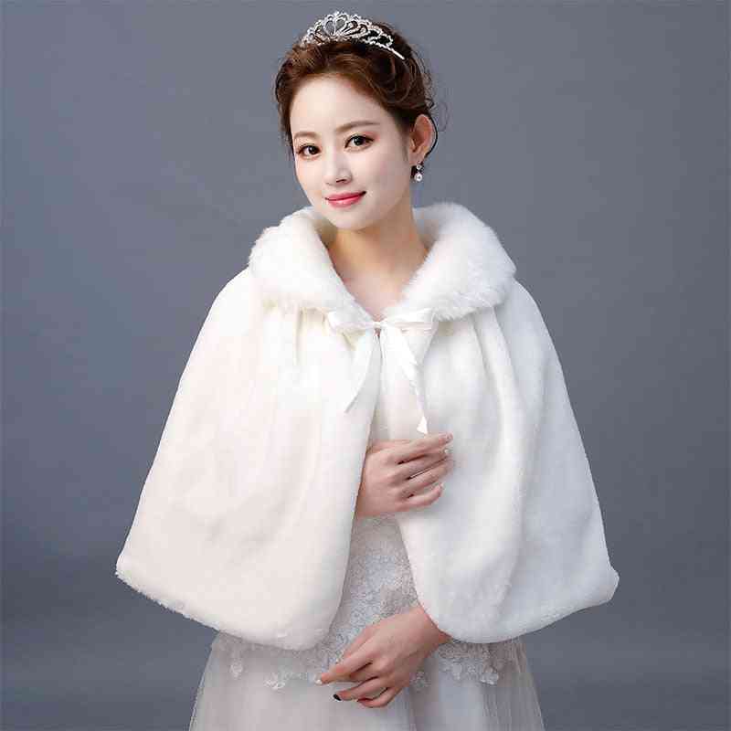 Winter Faux Fur Bridal Wrap With Ribbon
