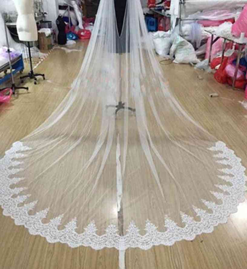Cathedral Long Wedding Bridal Lace Cape Veil