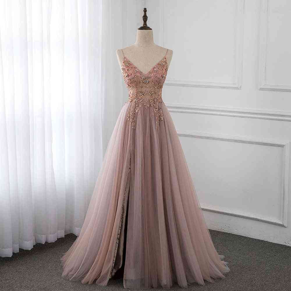 Floor-length, Sleeveless Crystal/sequined Embellished Prom Gown