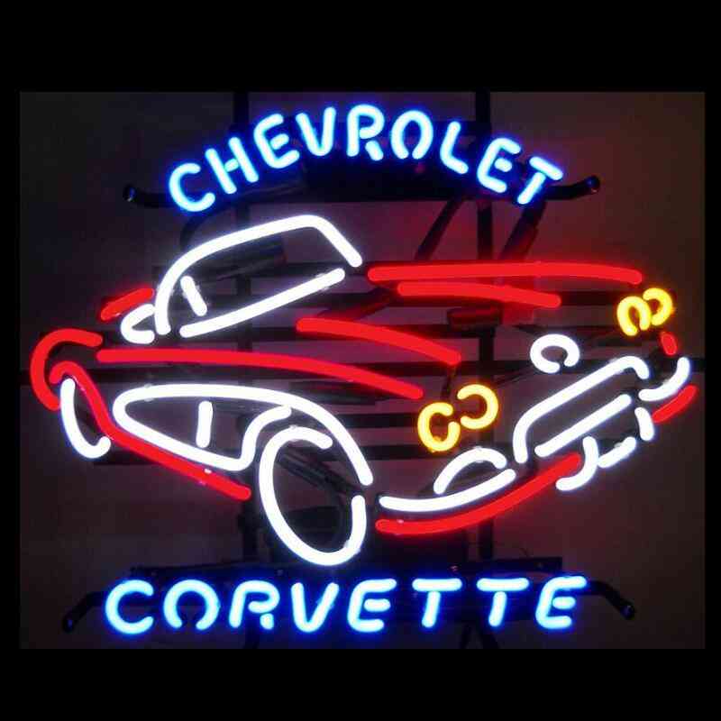 Chevrolet Corvette Glass Neon Light Sign Beer Bar