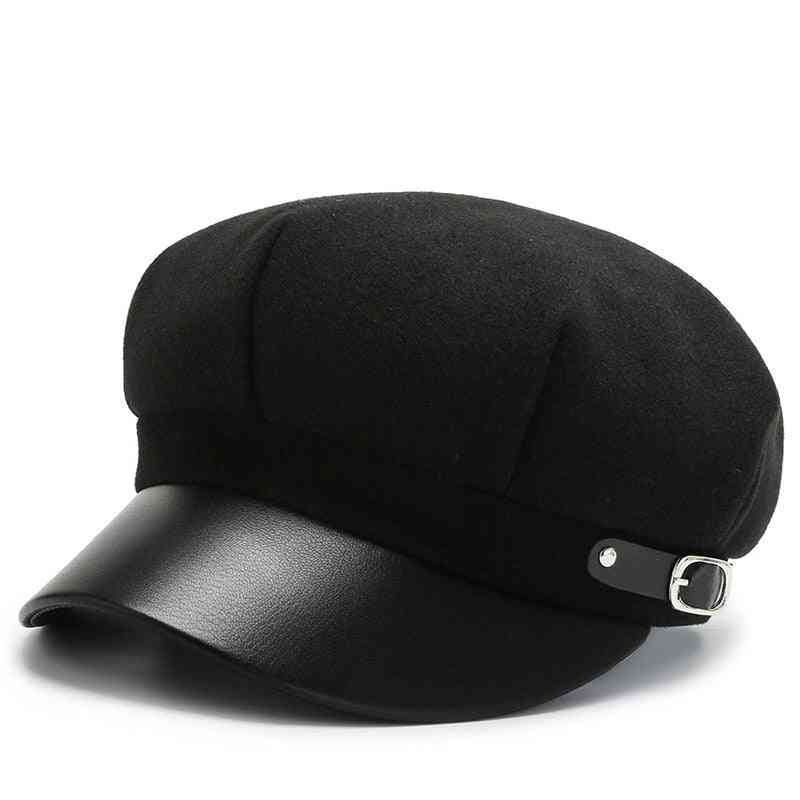 Winter Autumn Fashion Boinas Beret Cap, Woolen Octagonal Hats For Women