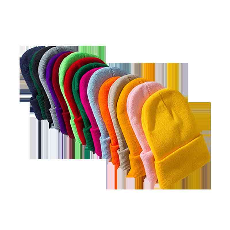 Warm Knitted Fluorescent Beanies Hat For Woman