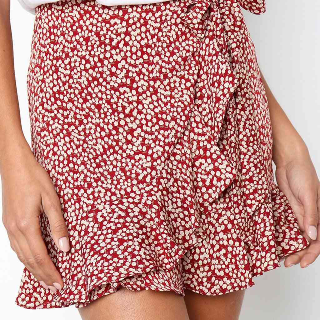 Retro High Waist Short Print Skirt, Woman Loose Fashion Party Bottoms