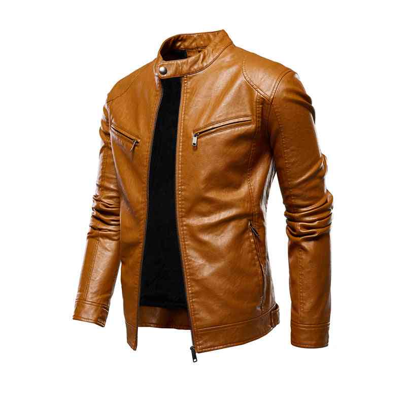 Autumn/winter- Retro Leather, Stand-collar, Slim Sportswear, Jacket