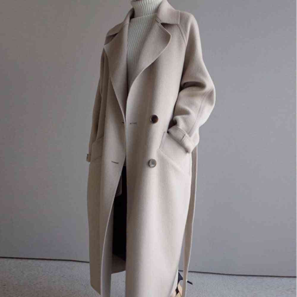 Winter Elegant, Blend Korean Long, Woolen Overcoat