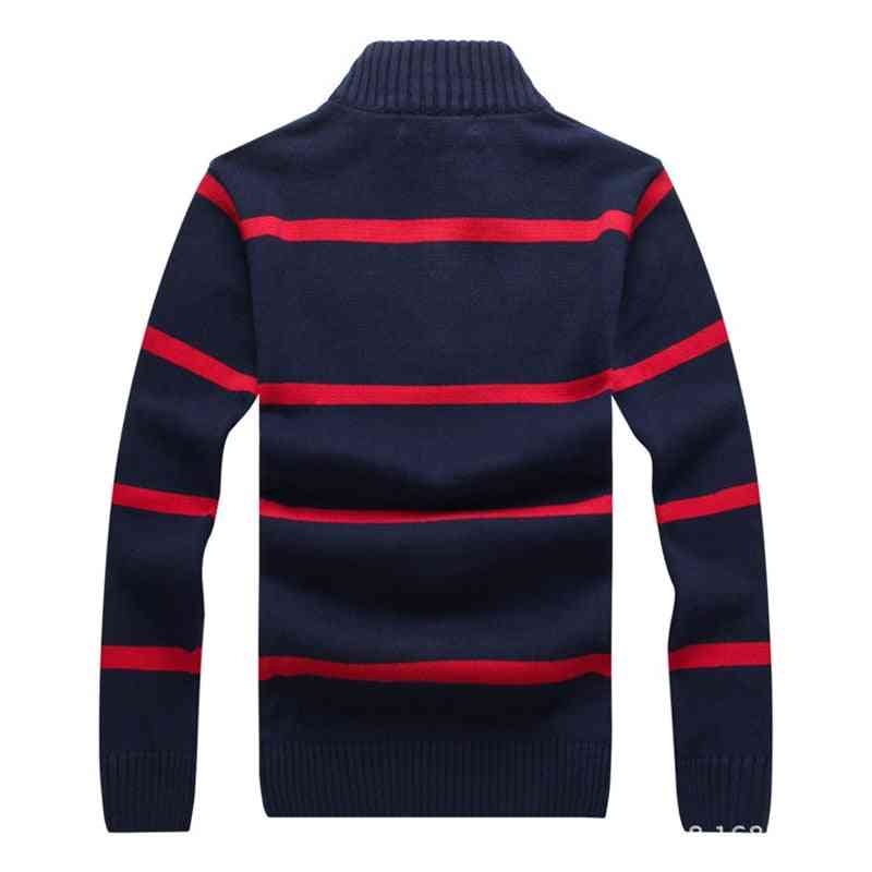 Cotton Winter Mens Long Sleeve, Knitted Sweaters, Casual Striped, Outerwear Male Coats