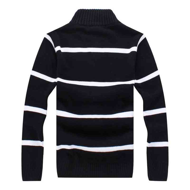 Cotton Winter Mens Long Sleeve, Knitted Sweaters, Casual Striped, Outerwear Male Coats