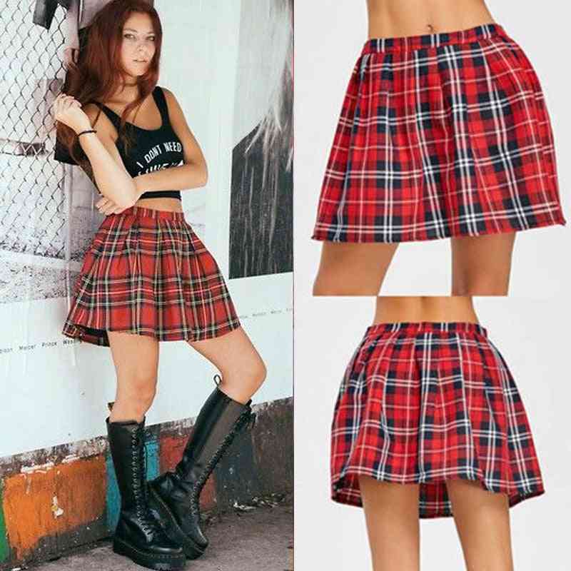 High Quality School Uniform Skirt, Fashion Plaid Short Pleated Cotton Women Skirts