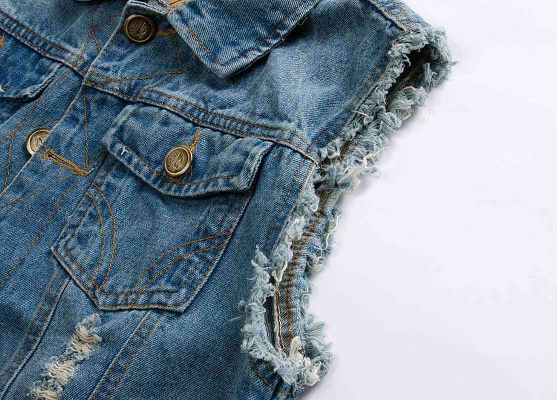 מעיל ג'ינס ללא שרוולים, אפוד קאובוי לג'ינס לגברים, חזייה