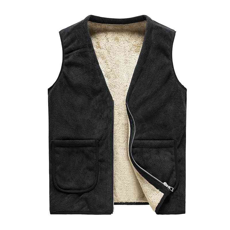 Men' Sleeveless Vest Jackets, Winter Warm Wool, Cotton-padded Coats