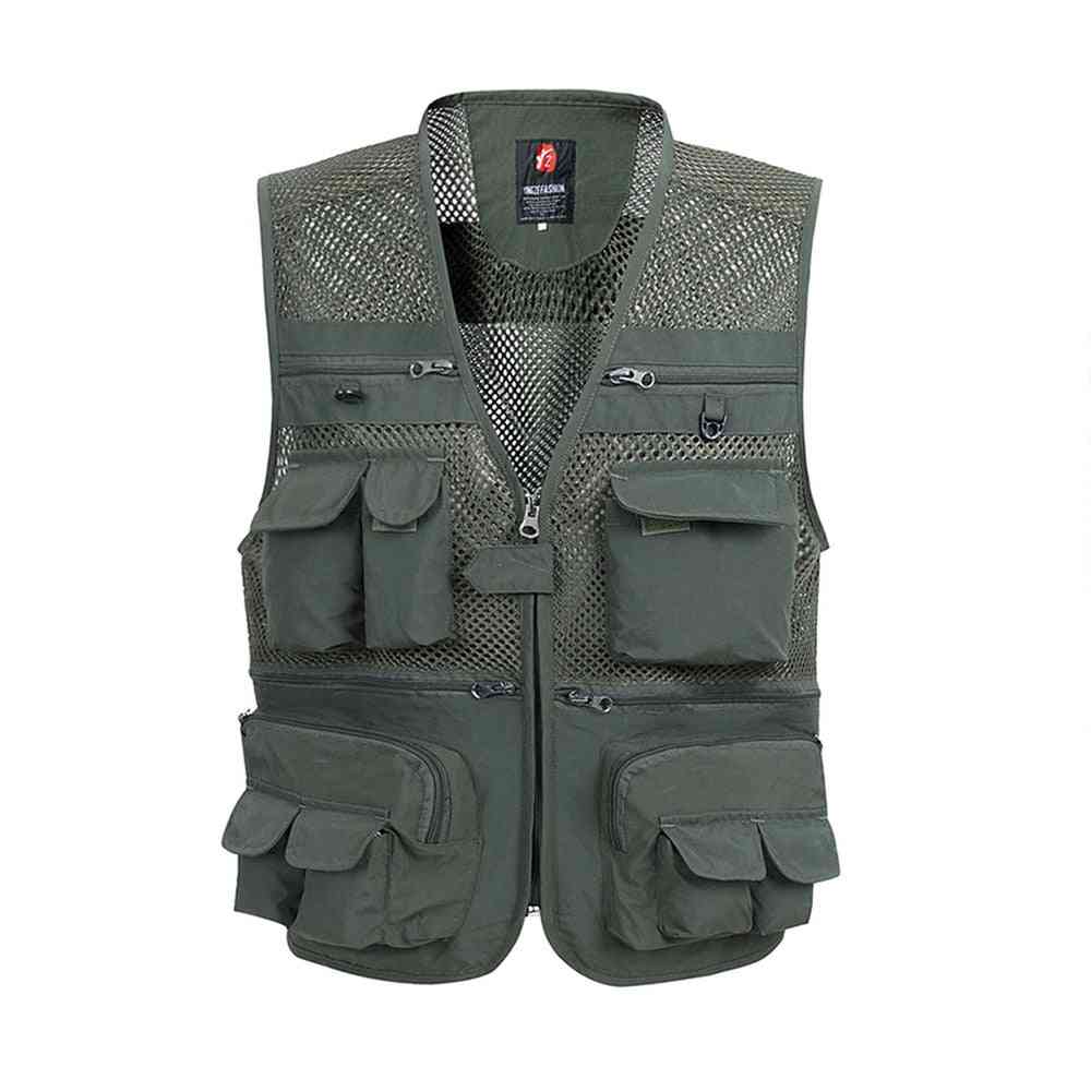 Summer Mesh Vest, Spring, Autumn, Male Casual Thin Breathable Multi Pocket Waistcoat