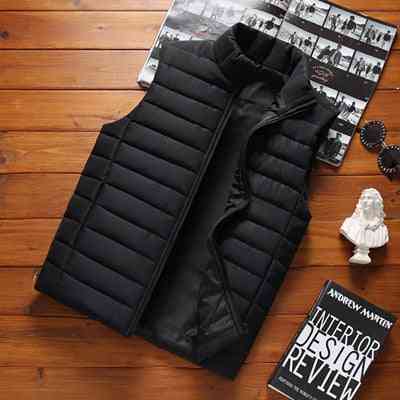 Men' Sleeveless Vest Jackets, Winter Cotton-padded, Stand Collar, Warm