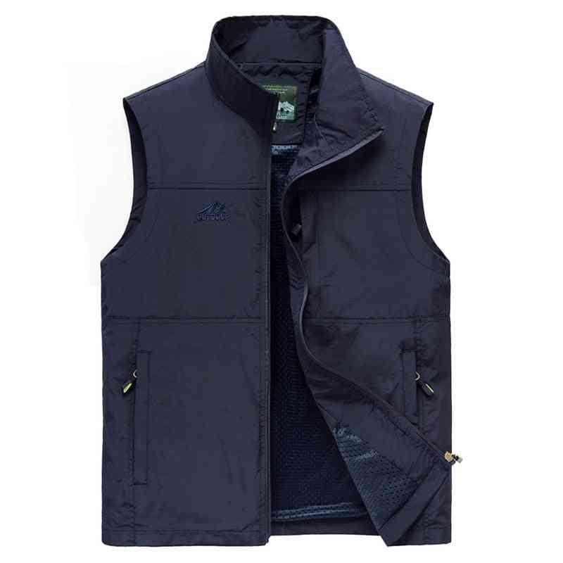 Sleeveless Vest, Men Summer Breathable Waistcoat, Multi Pockets Jacket