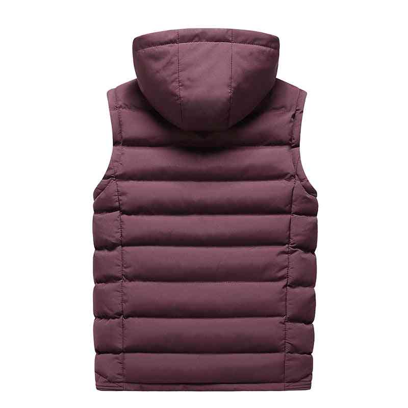 Mens Winter Down Vest, Casual Waistcoat Sleeveless Jackets, Hooded Worn On Both Sides Hat, Detachable Top