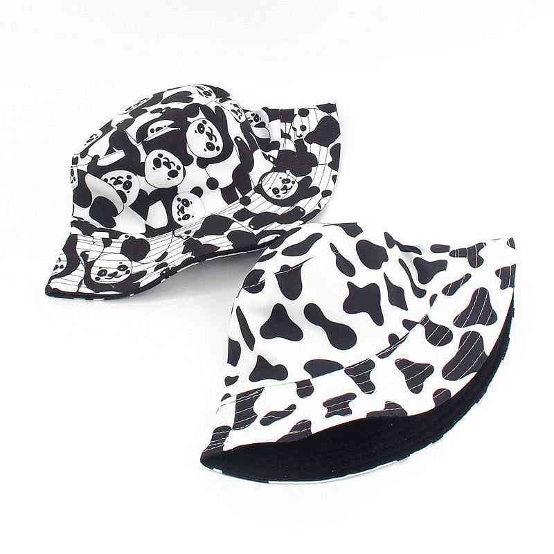 Fashion Cow Print Hat, Reversible Fisherman Summer Hats Gorras