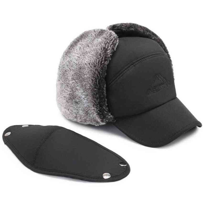Chapeaux de bombardier à rabats d'oreille d'hiver avec bord et chapeau chaud de masque de visage pour les hommes