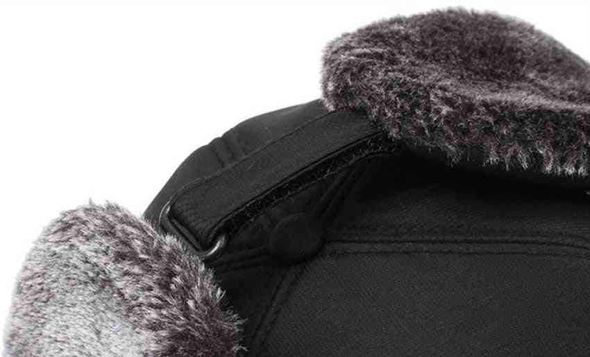 Téli fülvédő bomber kalapok karimájú és arcmaszk meleg kalap