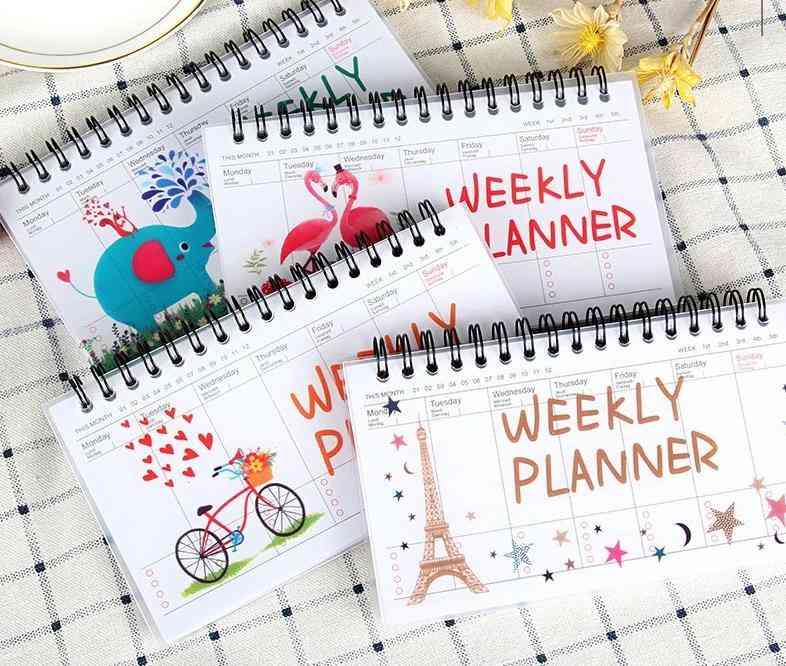 Portable Double Spiral Binding Weekly Planner Notebook